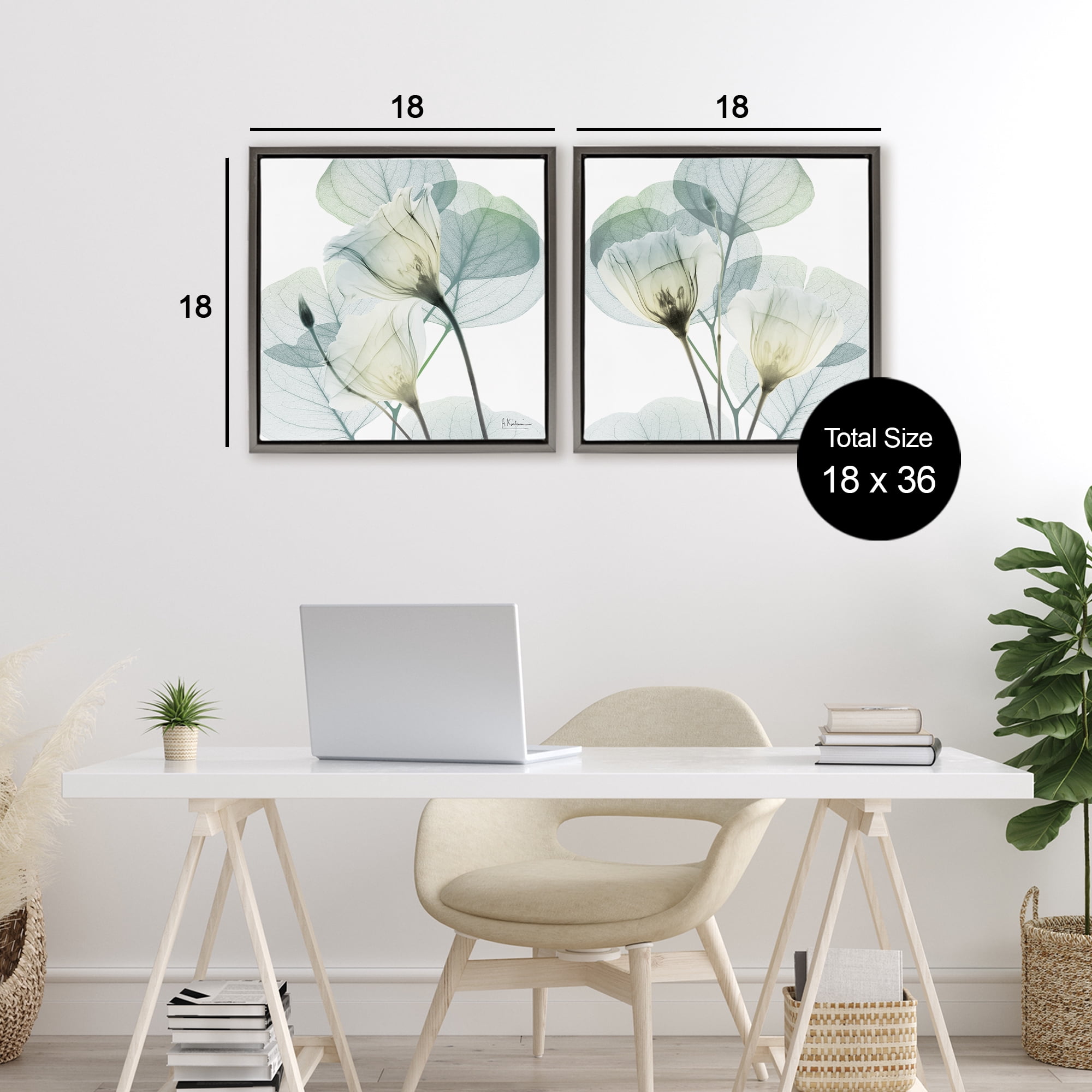 Stupell Industries Divine Fate Flowers 2 Piece Gray Framed Floater Canvas Set, design by Albert Koetsier
