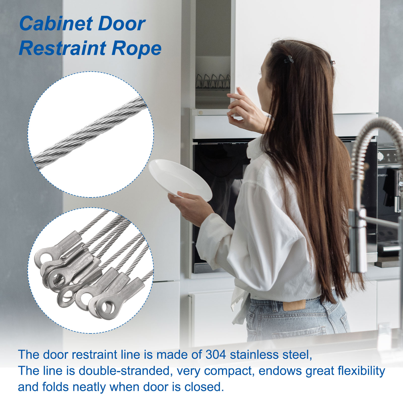 Unique Bargains Durable 304 Stainless Steel Cabinet Door Restraint Hinge Limiter 8"