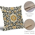thumbnail image 4 of Black Mustard Yellow Boho Pillow Covers 16 X Inch Bohemian Ethnic Carpet Style Vintage Flower Print Decorative Throw Pillows Outdoor Linen Cushion Case Farmhouse Decor Set of 2, 4 of 6
