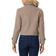thumbnail image 3 of REFINED ATTIRE Abrigo corto de mujer con solapa, cierre de botón de un solo pecho, color beige oscuro, talla L, 3 of 6