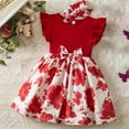 thumbnail image 2 of Ruyang Ruffles Sleeve Knit Flower Girls Dress Crew Neck Ribbed Summer Pleated Dresses Cute Print Pleated Casual Dresses, 2 of 5