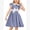 Blue White, variant on IDOPIP Kids Girls 1950s Retro Vintage Dress Short Puff Sleeve Contrast Panel Swing Party Dresses 7-8 Years Pink