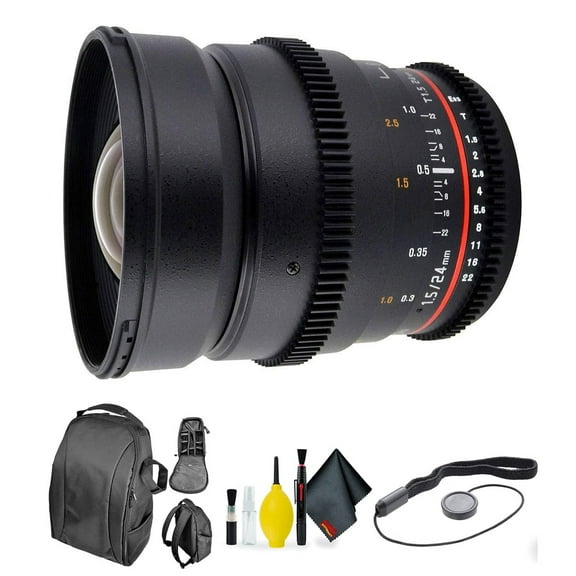 ROKINON 24MM T/1.5 CINE Lens Nikon   Deluxe Lens Cleaning Kit Bundle