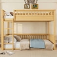 thumbnail image 4 of Bellemave Full Over Full Bunk Bed, Wood Bunk Bed Frame with 21.7" High Guardrail, Converts to 2 Individual Beds, Space Saving Floor Bunk Beds Design for Teen Adults,Natural, 4 of 8