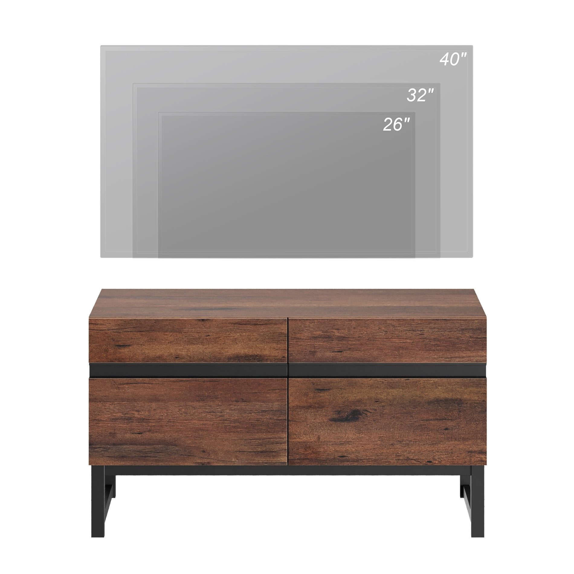 Modern TV Stand for TVs up to 50 inch, Entertainment Center TV Console with Storage Cabinets and Metal Base,Media Console for Living Room