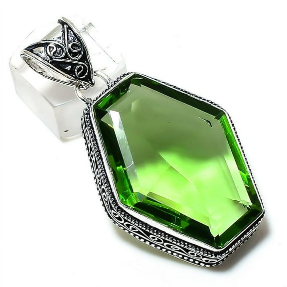 Natural Tsavorite Gemstone Handmade 925 Sterling Silver Gift Pendant 2.13"