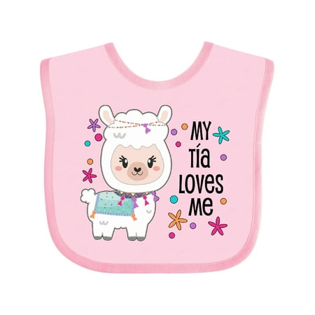 

Inktastic My Tía Loves Me- Cute and Happy Llama Gift Baby Boy or Baby Girl Bib