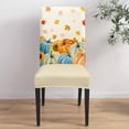 thumbnail image 4 of Dining Room Chair Covers, Thanksgiving Blue Orange Pumpkin Maple Leaf Sunflower Fall Beige Stretch Parsons Chair Slipcovers Removable Kitchen Chair Protector Cover for Dining Room， Set of 4, 4 of 6
