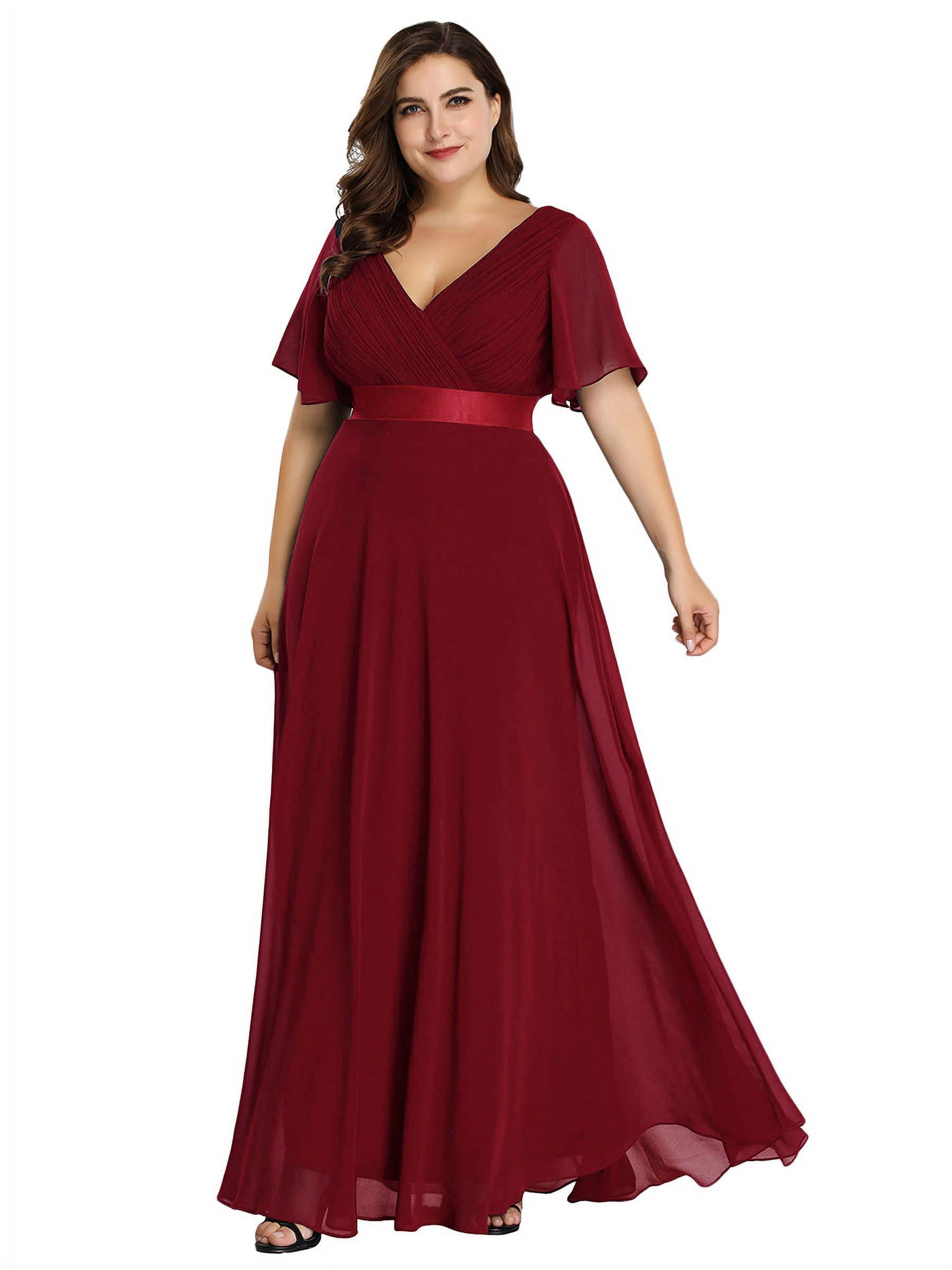 Ever-Pretty Women Formal Long Lace Plus Size Burgundy Bride Maxi Dress 09993 