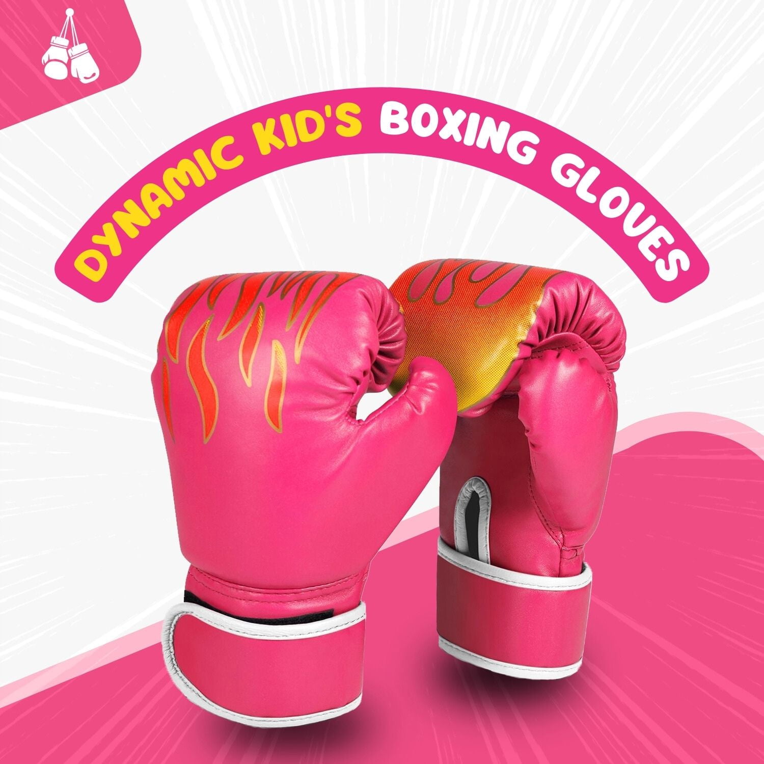 Kids Boxing Gloves For 3 to 8 Years, 4 oz Fire Pink Boxing Gloves for Children Sparring Youth Boxing Gloves Junior Training Mitts Punching Bag Gloves for KickBoxing, MMA, Muay Thai, Training