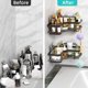thumbnail image 4 of Organizador de baño, diseño en forma de L para ahorrar espacio, organizador de ducha adhesivo en esquina, estante de acero inoxidable montado en la pared con 8 ganchos, no requiere perforación, negro, 4 of 7