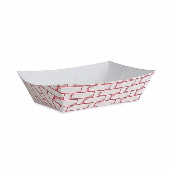 Boardwalk Paper Food Baskets, 2 Lb Capacity, Red/White, Pack Of 1,000
