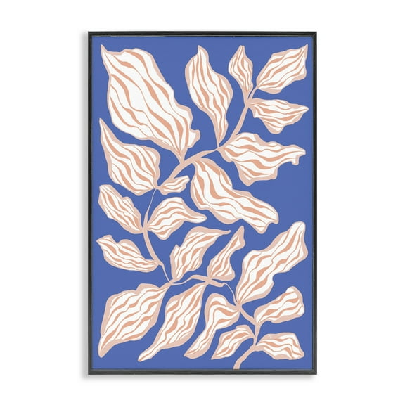 Stupell Industries Curving Leaves Impression Botanical & Floral Painting Black Framed Art Print Wall Art, 12 x 18