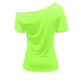 thumbnail image 6 of DDAPJ pyju Women One Shoulder T-shirt Lip Print Short Sleeve Tunic Tops Summer Casual Streetwear Y2k Tee Shirts Mint Green L, 6 of 7