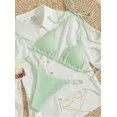 thumbnail image 2 of Micro bañador Bandeau con realce y hombros descubiertos, traje de baño pequeño de diseño Floral en 3D con realce en blanco y negro, Tanga Sexy para playa, 2024, 2 of 5