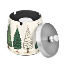 Yayeee Ashtray with Lid for Cigarette Smokeless Stainless Steel Home Ash Holder, Hand Drawn Christmas Stars