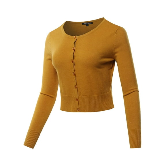 FashionOutfit Women's Solid Button Closure Long Sleeve Cardigan