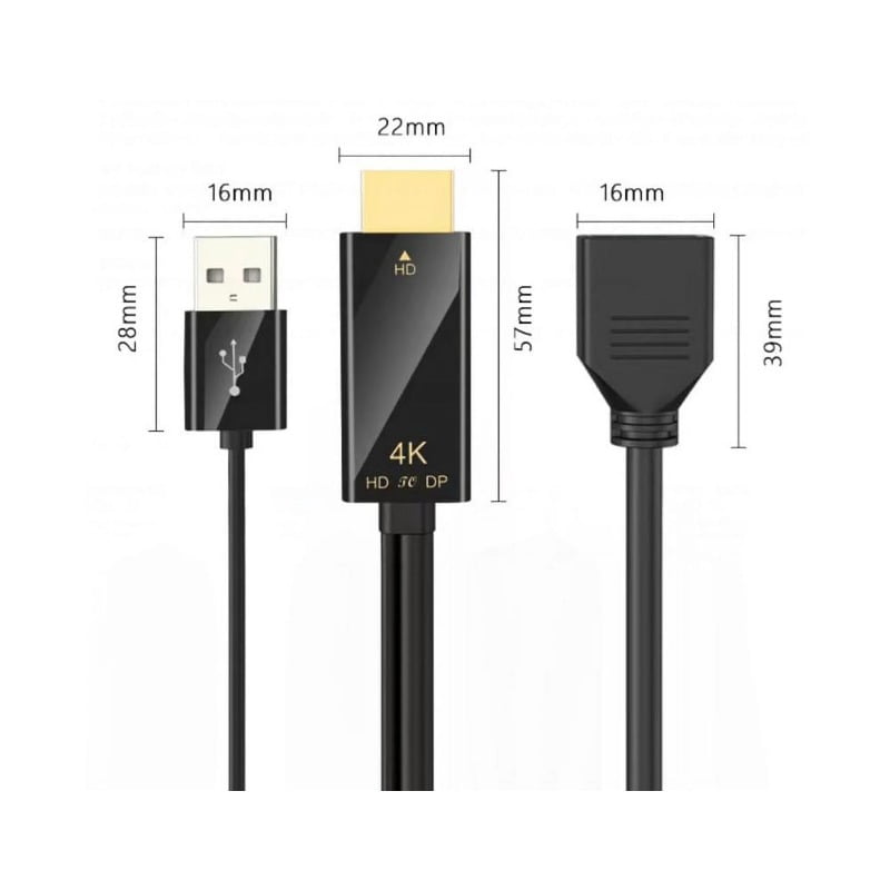 HD to DisplayPort Cable,4K@60Hz HDTV to DP 3840 * 2160,Audio-video Synchronisation,1.8M / 0.23M,Compatible with Computer, Set Top Box, Laptop, PS5/4, Projector, TV