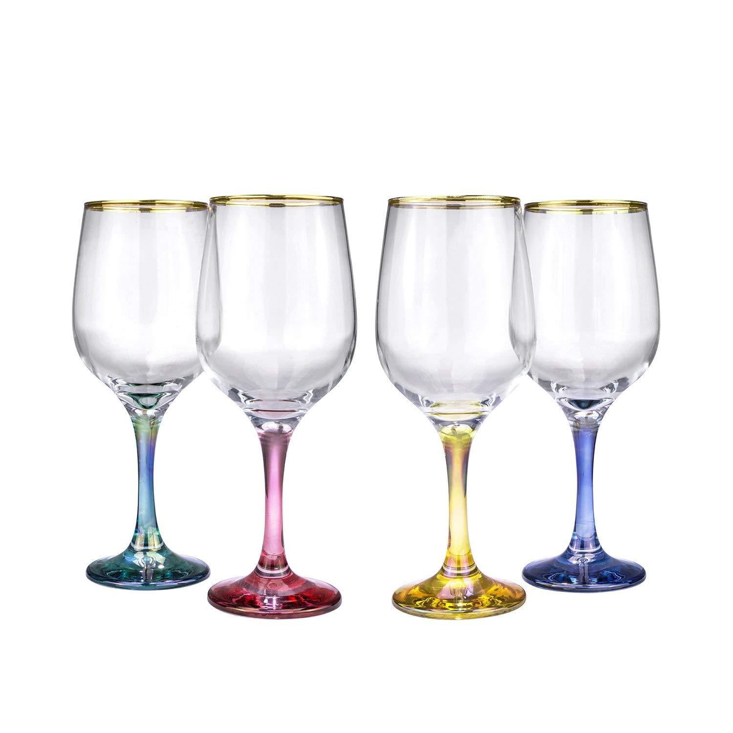 colored water goblets