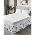 thumbnail image 4 of Blue Grey Spring Floral Wrap Around Bed Skirts for California King Bed 16" Drop,Bed Skirt with Adjustable Elastic Belt Dust Ruffle Bed Valance for Bedroom Summer Flowers Botanical Bed Frame Cover, 4 of 7