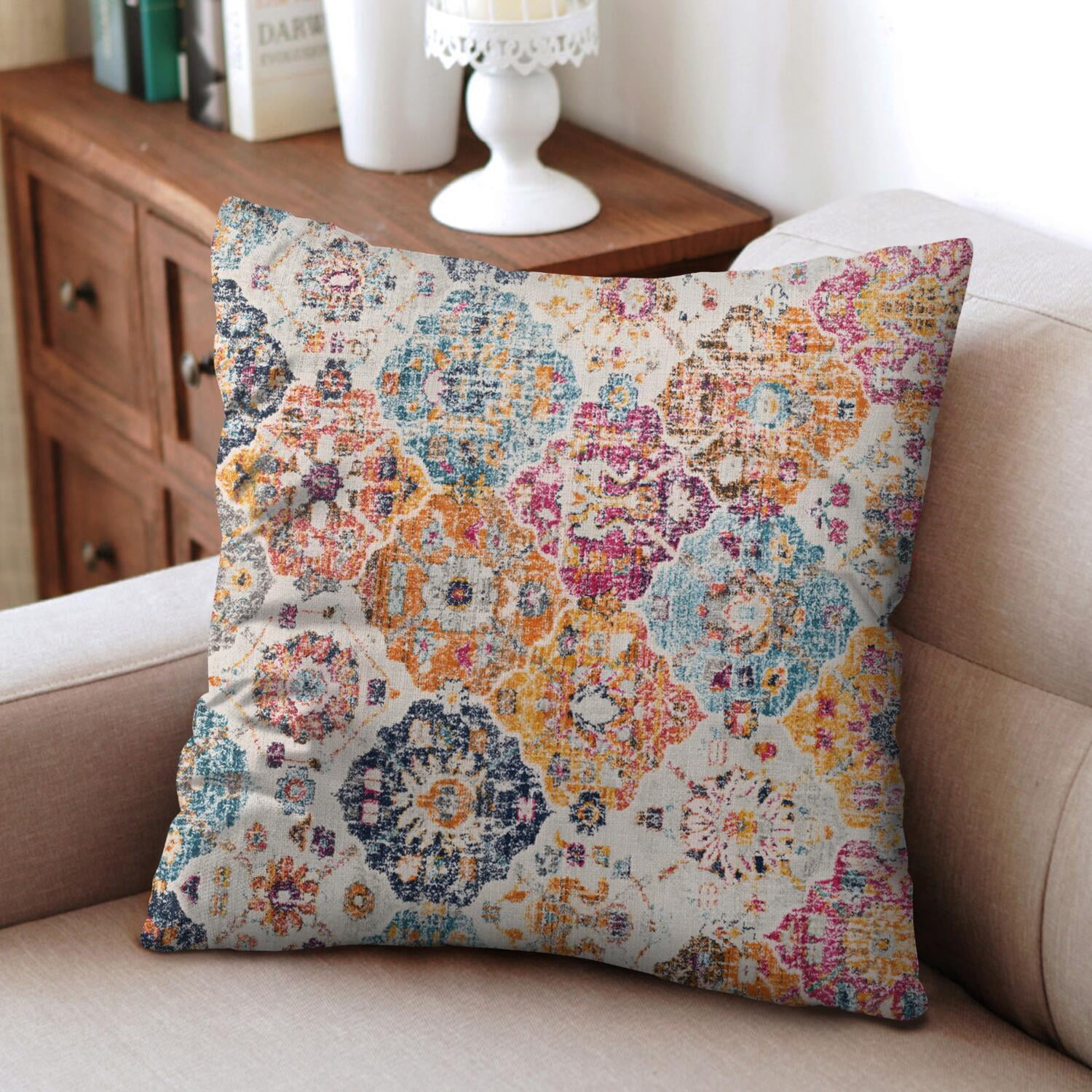 Set Of 4 Abstract Contemporary Pillow Covers 20x20 Inch Linen Decorative Square Throw Pillow Covers for Living Room Sofa Couch Decoration