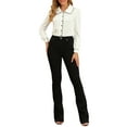 thumbnail image 2 of INSPIRE CHIC Women's Blouse Peter Pan Collar Puff Sleeve Contrast Trim Button Down Shirt 2XL White, 2 of 7