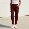 thumbnail image 5 of Hvogkswy Cargo Pants Women High Waisted Drawstring Solid Color Casual Straight-Leg Pants with Multi Pockets Lightweight Comfy Summer Cargo Pants, 5 of 6
