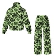 thumbnail image 5 of SCRAWLGOD St. Patrick's Day Four Leaf Clover Print Black Green Women 2 Piece Outfits Fall Sweatsuits Turtleneck Sweatshirt Wide Leg Sweatpants Lounge Sets Cozy Fashion Pullover Tracksuit, XS, 5 of 7