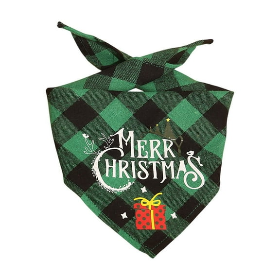 chaungfeng Classic Tartan Plaid Pet Bandana, Merry Christmas Pattern Dog Scarf, for Small Medium Large Dogs and Cats Holiday Costume