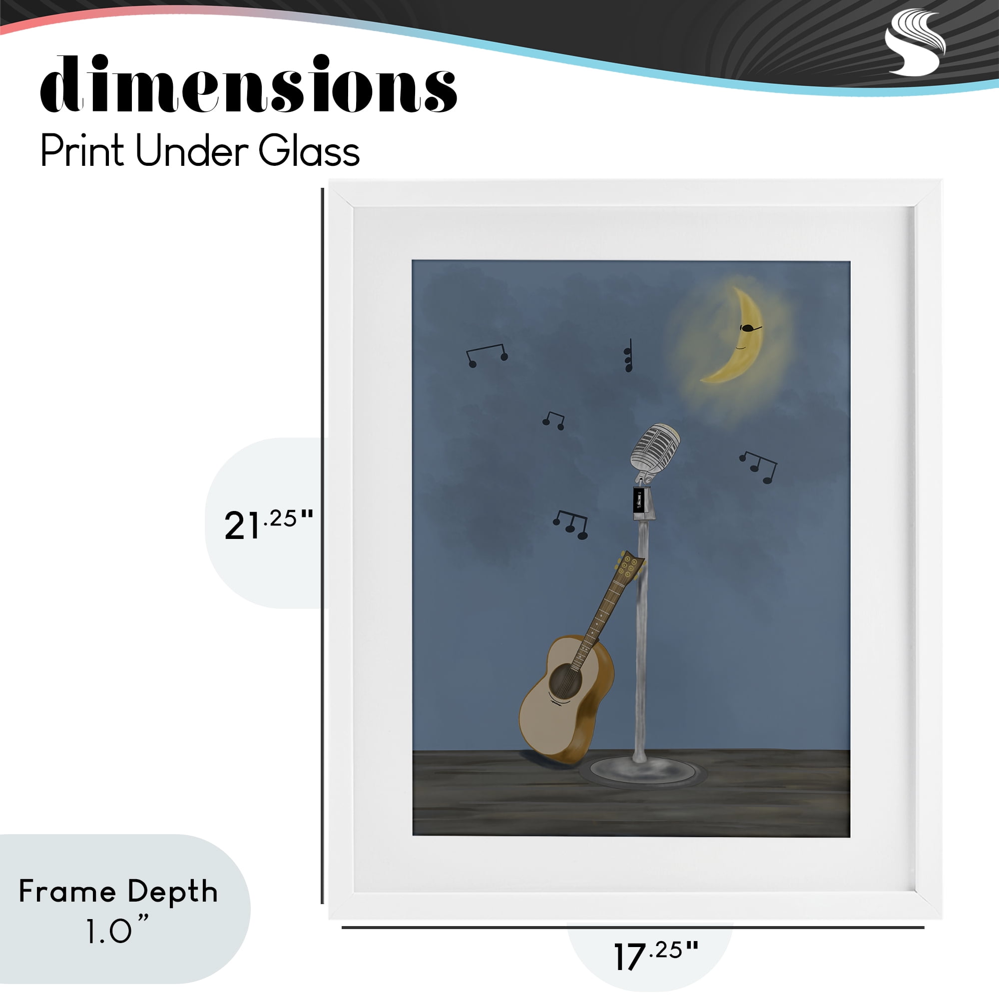 Stupell Industries Music And Moon Stage White Framed Print Under Glass, design by Leslie Hermosa