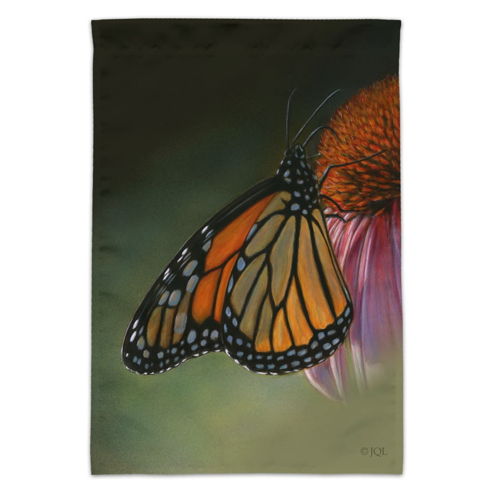 Monarch Butterfly and Coneflower Garden Yard Flag