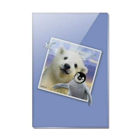 

Polar Pals Selfie Picture Polar Bear Penguin Rectangle Acrylic Fridge Refrigerator Magnet