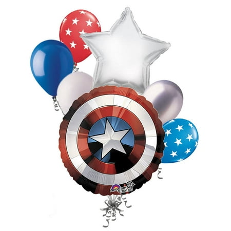 Jeckaroonie Balloons 7 PriNst pc Avengers Captain America Shield Balloon Bouquet Party Decoration Hero Marvel