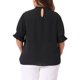 thumbnail image 4 of Blusa de mujer de tallas grandes Agnes Orinda para trabajo en oficina, con pliegues, de manga corta, cuello alto y mangas abullonadas, 3X, negra, 4 of 6