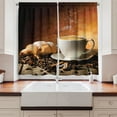 thumbnail image 2 of Ambesonne Coffee Theme Kitchen Curtains, Beverage with Beans, 55"x45", Taupe Pale Orange, 2 of 3