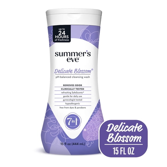 (2 Pack) Summer's Eve Delicate Blossom Daily Feminine Wash, Removes Odor, pH Balanced, 15 fl oz