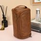 thumbnail image 5 of Bolsa de aseo para hombre, bolsa de afeitar colgante de cuero PU Vintage, organizador de ducha de baño portátil para accesorios de viaje, 5 of 6