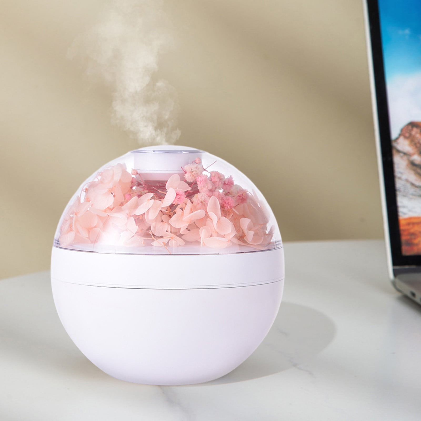 Humidifier for Bedroom,200Ml Everlasting Flower USB Aromatherapy Humidifier (Pink),Air Humidifier for Home Baby Nursery & Plants