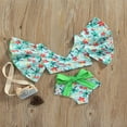 thumbnail image 2 of Toddler Little Girls Two-Piece Bathing Suit  Ruffle Baggy Sleeve Swim Tops + High Waist Bathing Shorts Summer Outfit, 2 of 6
