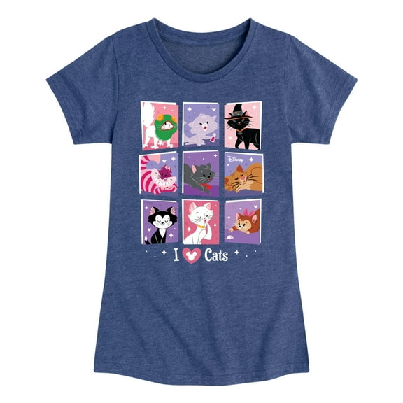 Disney Classics - Cats & Dogs - Grid Of Assorted Cats  - Toddler And Youth Girls Short Sleeve Graphic T-Shirt