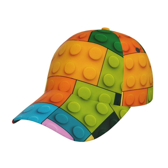 Kdxio Unisex Colorful Building Blocks Pattern Baseball Cap Unisex Washed Classic Adjustable Hat