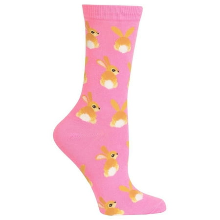 Hot Sox Women's Bunny Tails Crew Socks, Pink, Medium