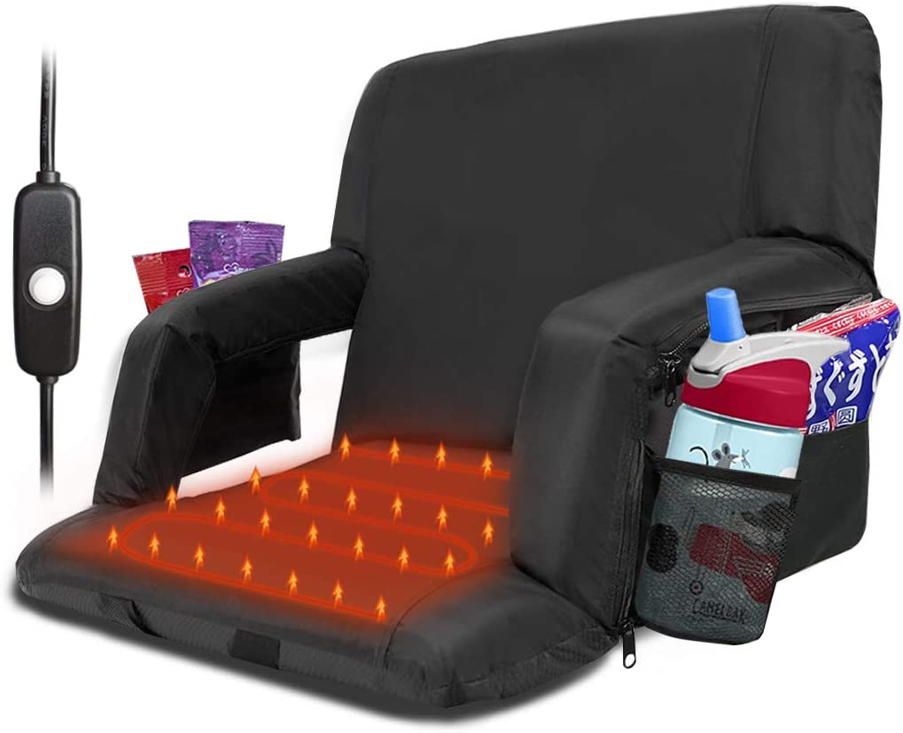 Extra Wide Heated Stadium Seat, Foldable Portable Bleacher Chair, 6