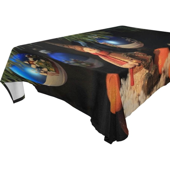 SKYSONIC 60"x120" Square Tablecloth with Christmas Snowman Pine Tree Prints, Anti-Wrinkle and Smooth Table Cloth for Kitchen/Home Party Decoration