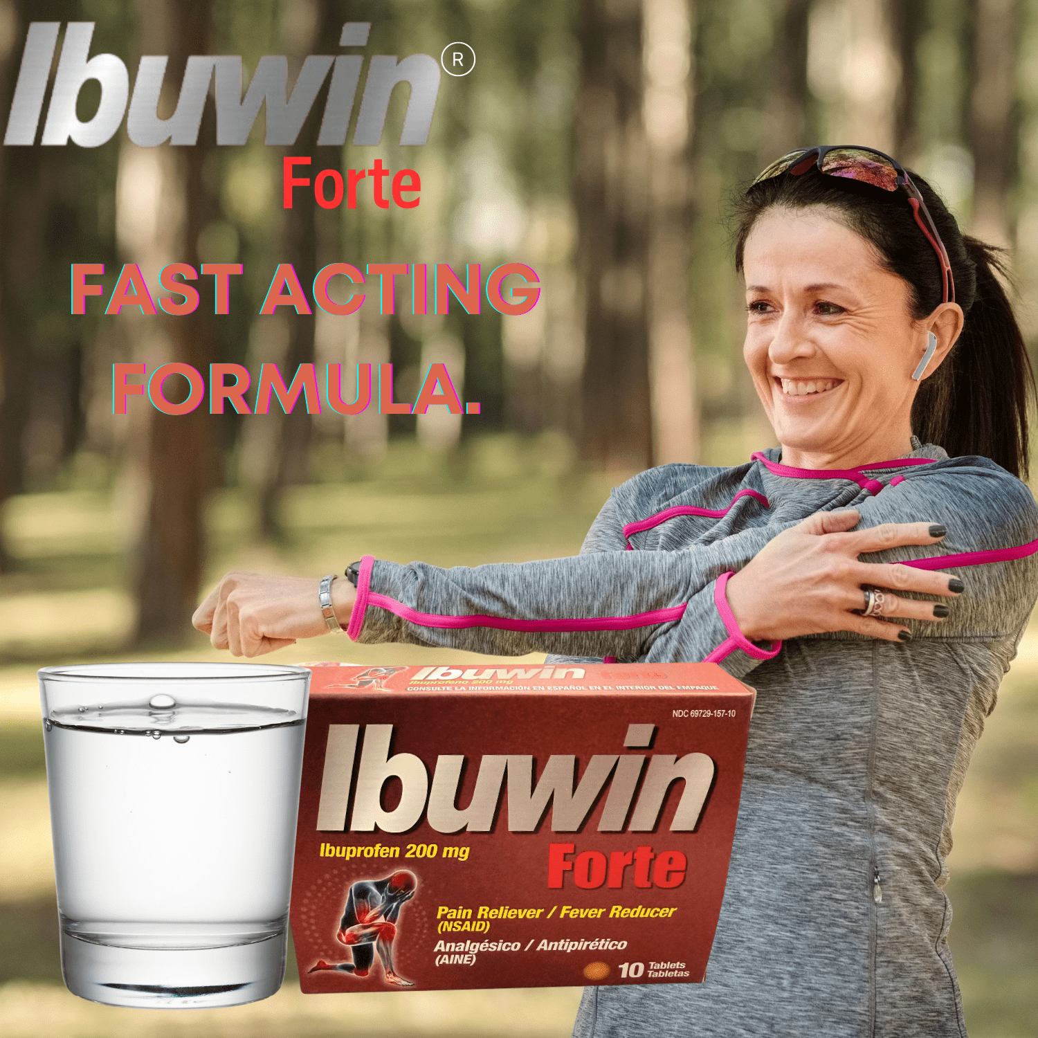 Ibuwin Forte, Fever Reducer, Headache Relief, Menstrual Pain, Tooth Aches, Muscular Aches, Arthritis, Pain & Body Aches - Includes 10 Tablets