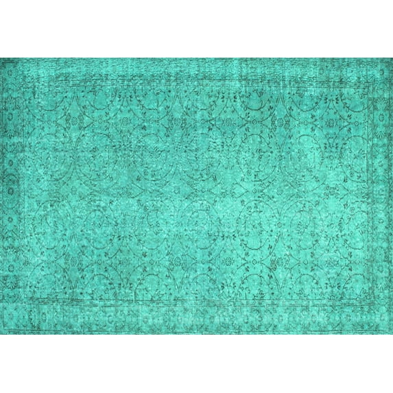Ahgly Company Machine Washable Indoor Rectangle Abstract Turquoise Blue Contemporary Area Rugs, 8' x 12'