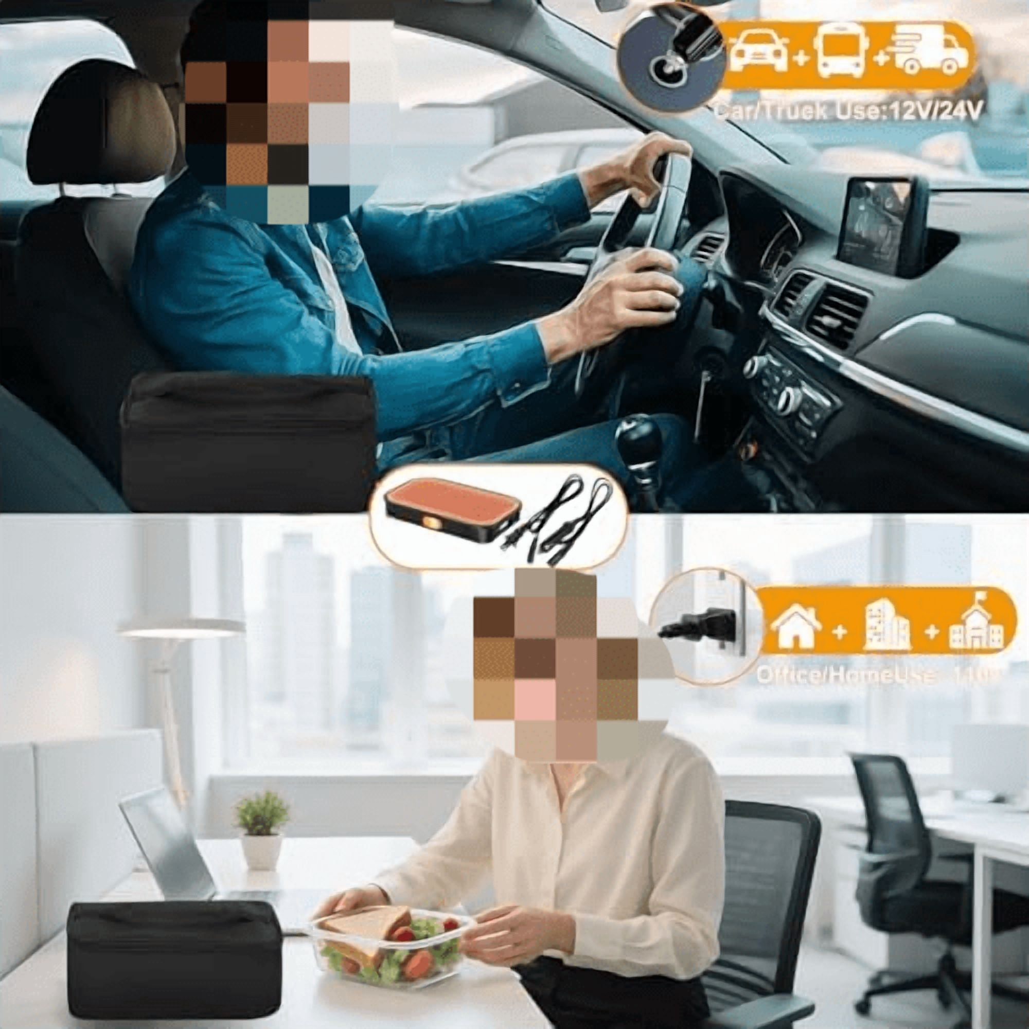 Portable Oven - 100W Fast Heating Food Warmer, 3-in-1 Electric Lunch Box & Lunch Warmer 12V/24V/110V - Mini Personal Microwave Oven for Car, Truck Driver, Office, Travel & Outdoor Use