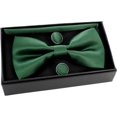 thumbnail image 5 of SURJDE Mens Solid Color Pre-tied Bow Tie and Pocket Square Cufflink Set, 5 of 5
