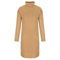 thumbnail image 4 of Robe Chandail en Tricot à Col Roulé pour Femmes, Extensible, Manches Longues, chandail-Over Côtelé, Décontracté, Automne Hiver, Mini Robe, 4 of 6