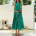 thumbnail image 2 of DHFJKG 2 Piece Skirt Sets Women's Summer Outfits Sleeveless Crop Tank Top And Midi Drawstring Skirts Set With Pockets Casual Beach Vacation Clothes Versatile Outfit, 2 of 5